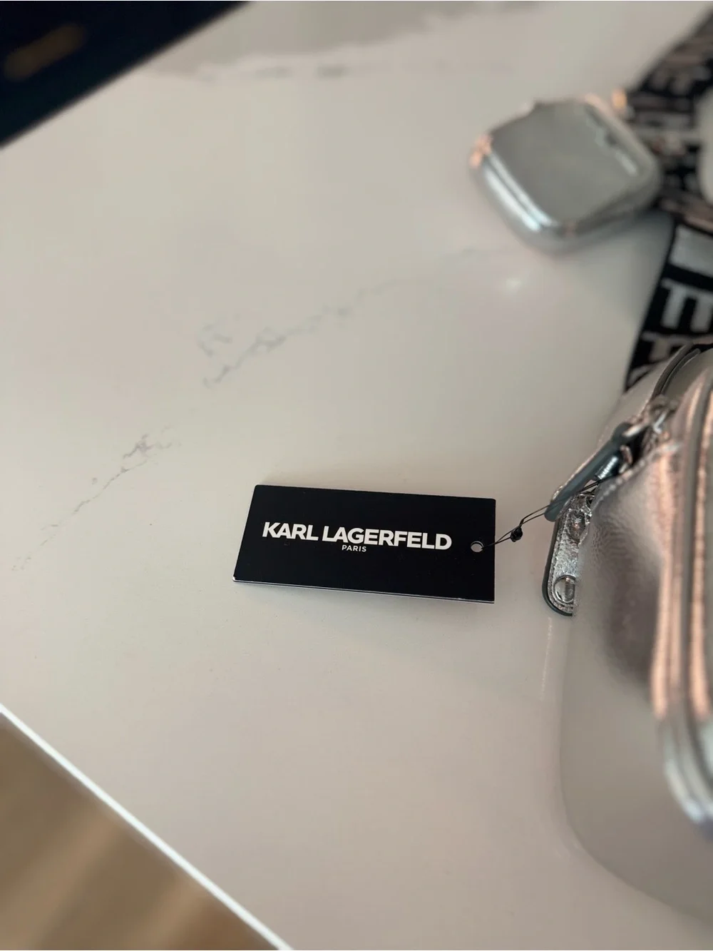 Karl Lagerfeld | Metallic Silver Leather | Camera Crossbody - Picture 5 of 10